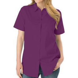 Woman Within Perfect Short Sleeve Shirt - Plum Purple