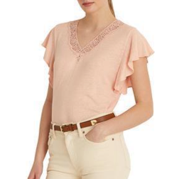 Lauren Ralph Lauren Jersey Flutter-Sleeve T-Shirt - Pink