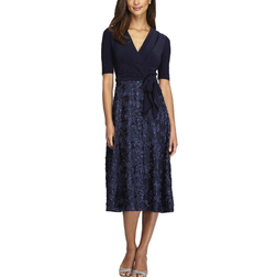 Alex Evenings Embellished Surplice Cocktail Dress - Navy