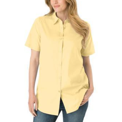 Woman Within Perfect Short Sleeve Shirt Plus Size - Banana