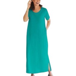 Woman Within Short-Sleeve Scoopneck Maxi Dress Plus Size - Waterfall