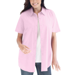 Woman Within Perfect Short Sleeve Shirt - Pink