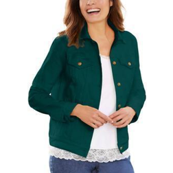 Woman Within Stretch Denim Jacket - Emerald Green