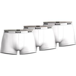 HUGO BOSS Men's Power Tipped Logo Waistband Trunks 3-pack - White