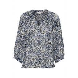 Part Two Blouse V-Notch Neckline 3/4 Sleeves Relaxed Fit Fabric - Blue Paisley Print