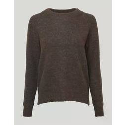 Selected FEMME Lulu LS Knit O-Neck Java Detail:MELANGE