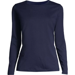 Lands' End Women's Supima Long Sleeve T-shirts - Bright Blue