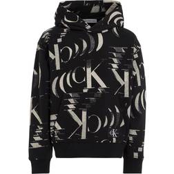 Calvin Klein Glitched Monogram Hoodie Aop Black-16 år