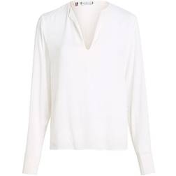 Tommy Hilfiger Viskos Crepe V-ringad Blus LS - Forntida Vit