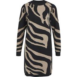 Object Objray L/S Knit Dress Aop Noos - Black/Aop