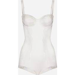 Dolce & Gabbana Silk balconette-bra bodysuit with lace detailing natural_white 2B