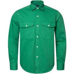 Etón Surchemise verte en twill de denim lourd