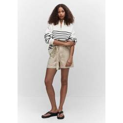 Mango Rizoni Striped Sweater With Zip, White/Navy