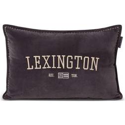 Lexington Logo Message Organic Cotton Velvet Komplett dekorationskudde Grå