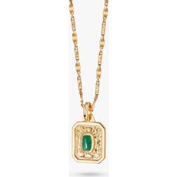 Daisy London Birthstone Pendant Necklace, Gold/Emerald