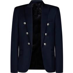 Balmain Daunenjacke Aus Wolle Dunkelblau