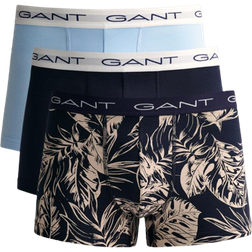 Gant Men's Tropical Leaves Print Trunks 3-pack - Evening Blue