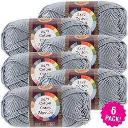 Lion Brand 24/7 Cotton Yarn 6-Pack Silver