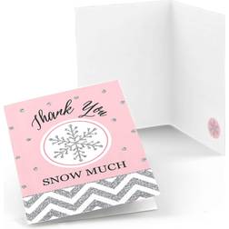 Big Dot of Happiness Pink Winter Wonderland Holiday Snowflake Birthday Party Baby Shower Thank You Cards 8 Count