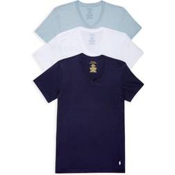 Polo Ralph Lauren men's white-blue-navy classic fit v-neck pack t-shirts