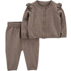 Carter's Baby Girls 2-Piece Button-Front Cardigan & Pant Set 12M Brown