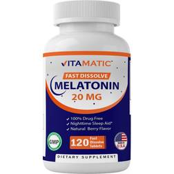 Vitamatic Fast Dissolve Melatonin 20mg Natural Berry 120