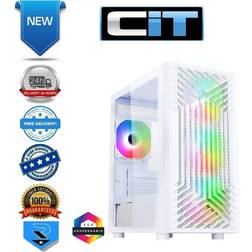 CiT Terra White PC Case Infinity Fans Tempered