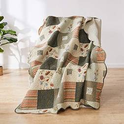 Greenland Home Fashions Sedona Quilted Blankets Gray