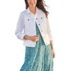 Woman Within Stretch Denim Jacket Plus Size - White