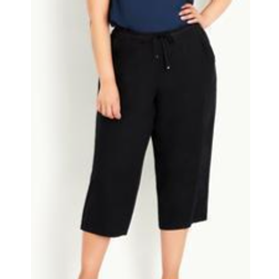 Evans Linen Blend Crop Trouser - Black