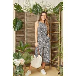 MELA Mela London Womens Black Ditsy Daisy Culotte Jumpsuit