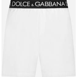 Dolce & Gabbana Mid-length swim trunks with branded stretch waistband