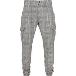 Urban Classics Men's AOP Glencheck Cargo Jog Trousers - Blanc