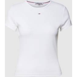 Tommy Jeans T-Shirt mit Logo-Stitching in Offwhite, Größe