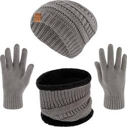 ABG Accessories Winter Hat Scarf and Gloves Set for Women Knit Beanie - Gray