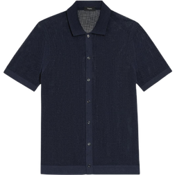 Theory Cotton Blend Regular Fit Button Down Shirt - Black