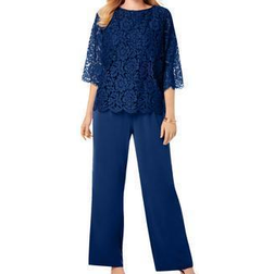 Jessica London Popover Lace Jumpsuit - Evening Blue