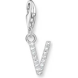 Thomas Sabo Silver Zirconia Letter V Charm