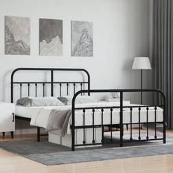 vidaXL Metal Bed Frame without Mattress 140x190 cm Black