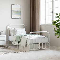 vidaXL Metal Bed Frame with Footboard 90 x 200 cm