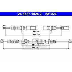 ATE 24.3727-1024.2 Cable de Freno de Mano 1285, 1891