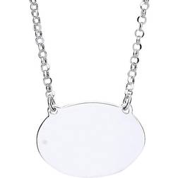 Jewelco London Silver oval disc tag medallion necklace
