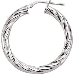 Jewelco London Silver twisted hoop earrings 33mm