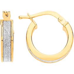 Jewelco London Gilded silver square tube moondust hoop earrings 14mm