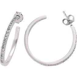 Jewelco London Silver cz half eternity hoop earrings 26mm