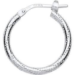 Jewelco London Silver ribbed snake twist hoop earrings 19mm