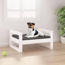 vidaXL Hundeseng 55,5x45,5x28 massivt fyrretræ hvid