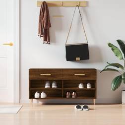 vidaXL Bench Brown Oak 102 x 35 x 55 cm Shoe Rack