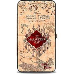 Wizarding World of Harry Potter Wallet Hinged Hogwarts School The Marauders Map Tan Reds Vegan