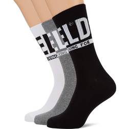 Diesel 3-Pack Logo Sports Socks, Black/White/Grey Small/Medium